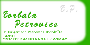 borbala petrovics business card